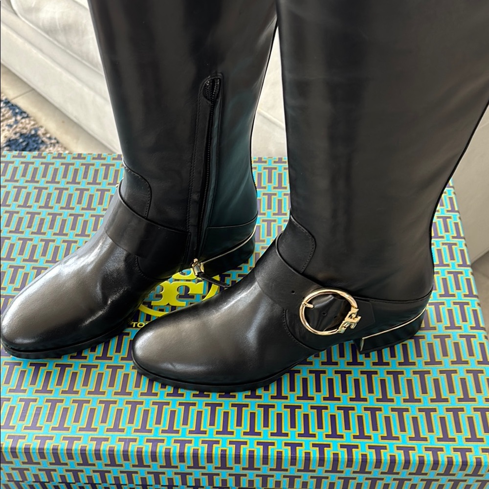 Tory Burch Black Leather Riding Boots